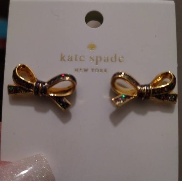Kate Spade Gold and Multicolor Bow Earrings for Kids - Picture 1 of 2
